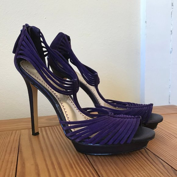Platinum BP Bliss Lea Purple Suede Platform Heels - Picture 1 of 6